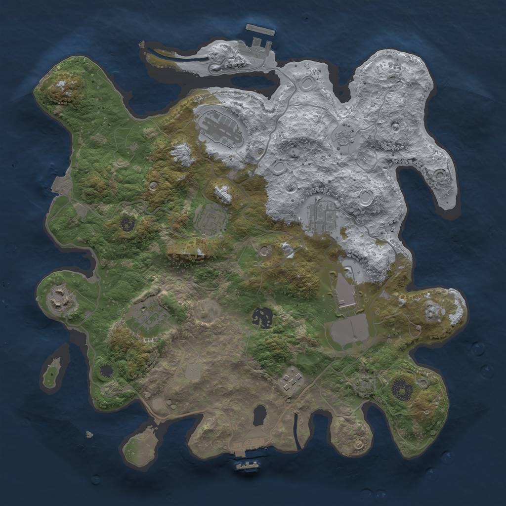 Rust Map: Procedural Map, Size: 3500, Seed: 1707670864, 16 Monuments