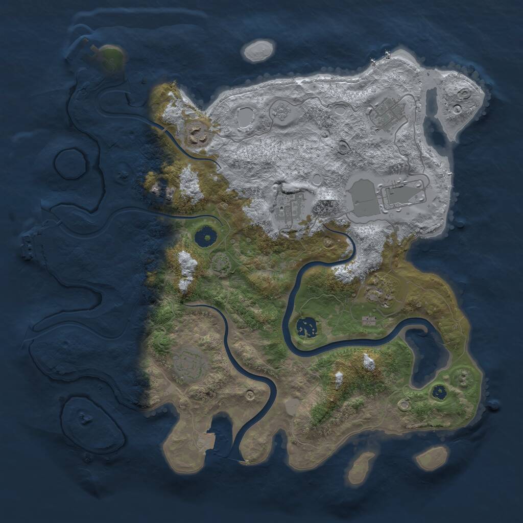 Rust Map: Procedural Map, Size: 3750, Seed: 1484783323, 13 Monuments