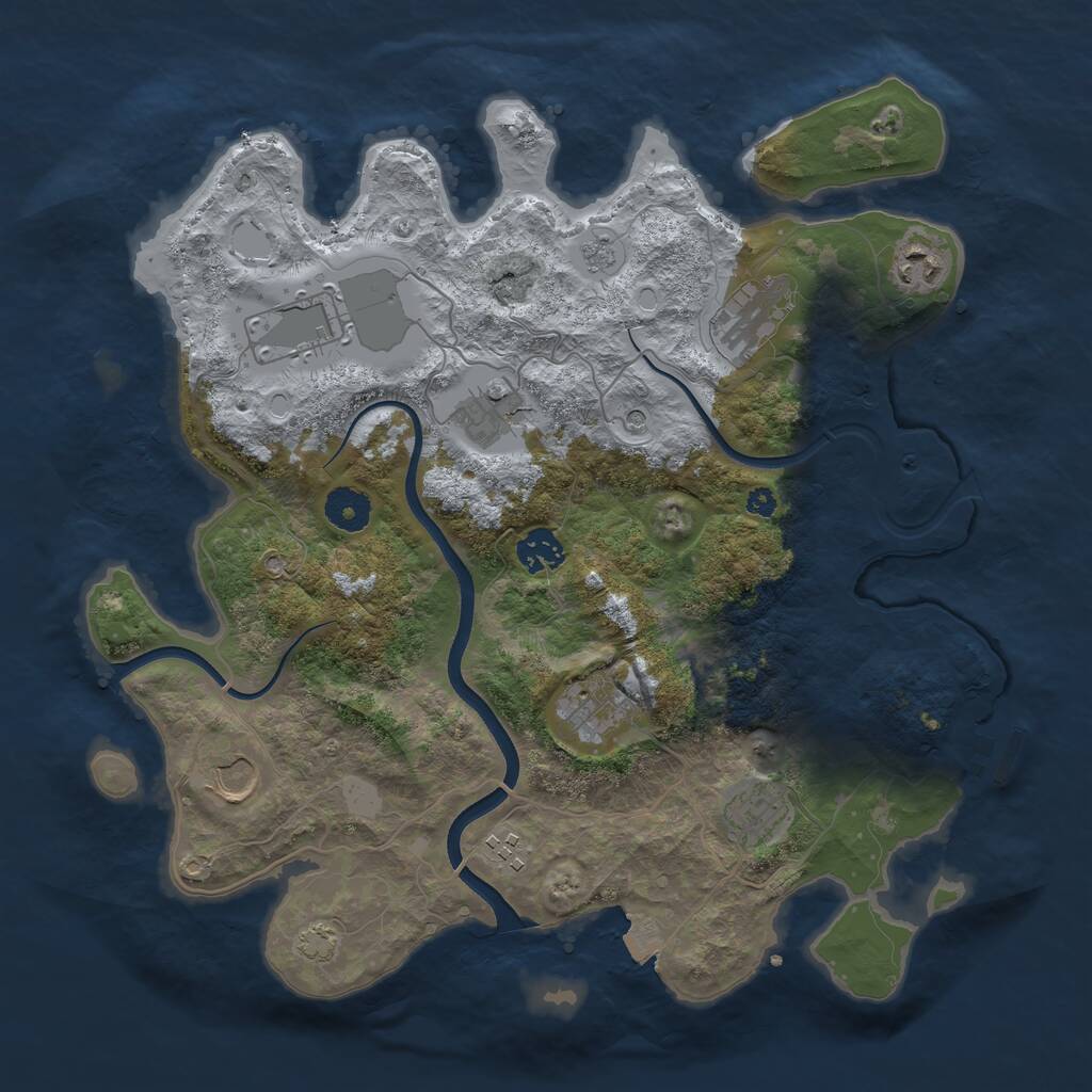 Rust Map: Procedural Map, Size: 3650, Seed: 844244, 14 Monuments