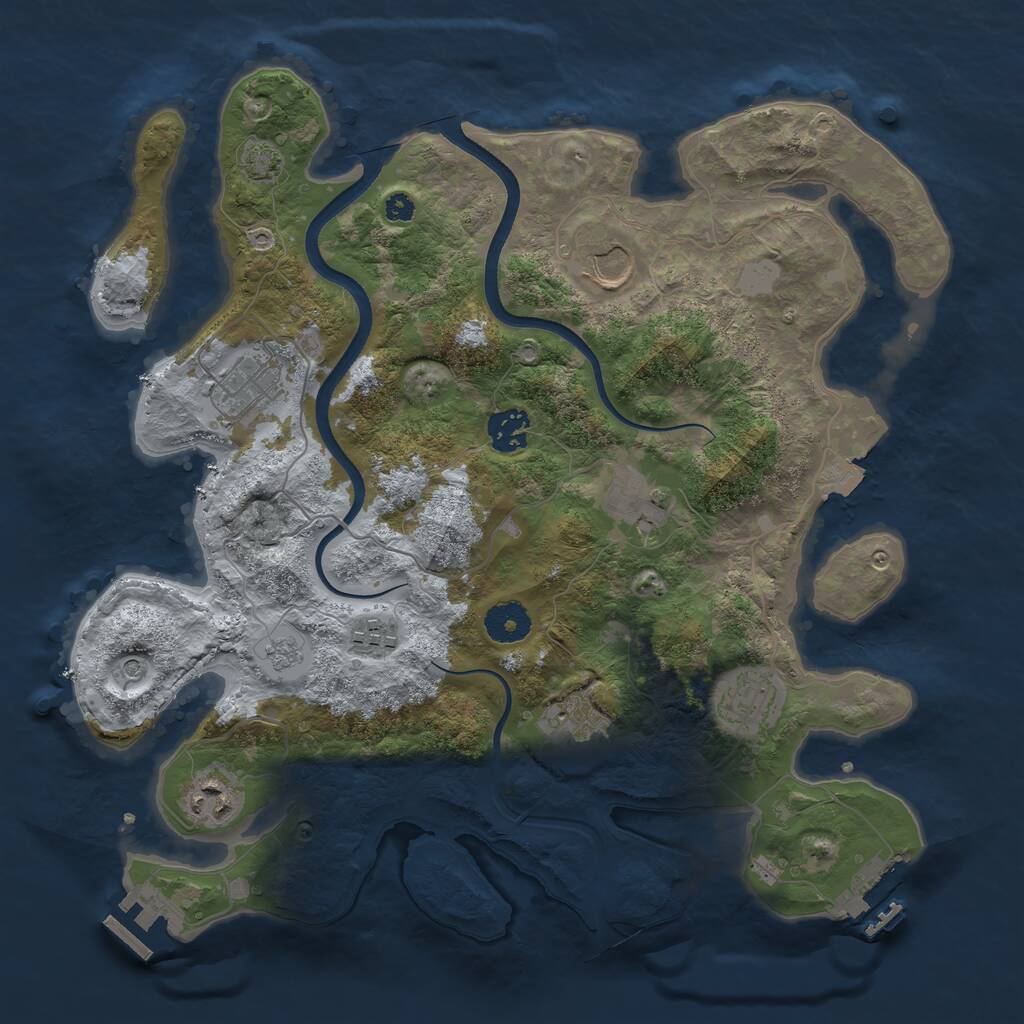 Rust Map: Procedural Map, Size: 3550, Seed: 2118633227, 14 Monuments
