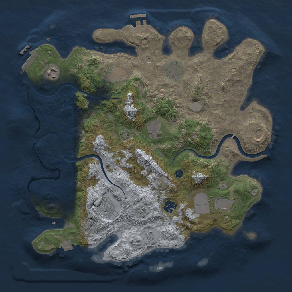 Rust Map: Procedural Map, Size: 3650, Seed: 1342, 15 Monuments