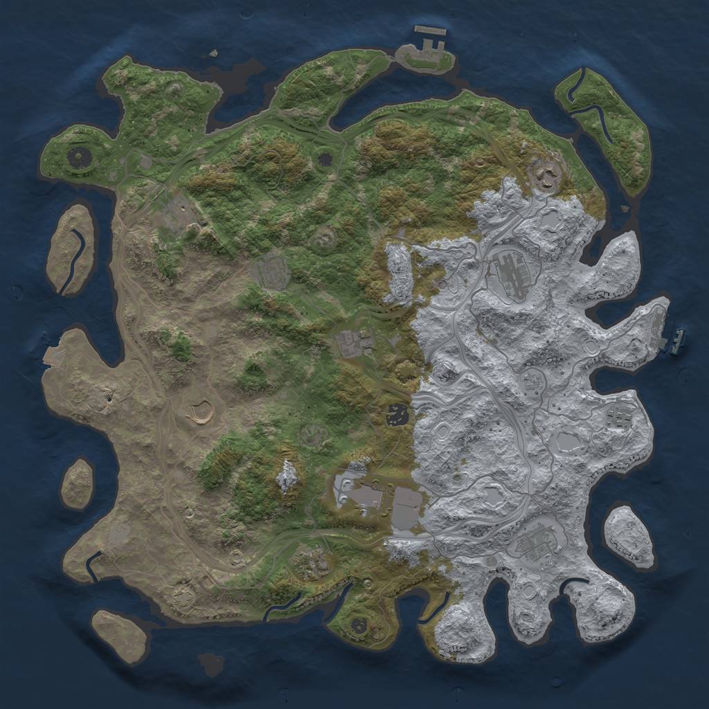 Rust Map: Procedural Map, Size: 4500, Seed: 743615585, 19 Monuments