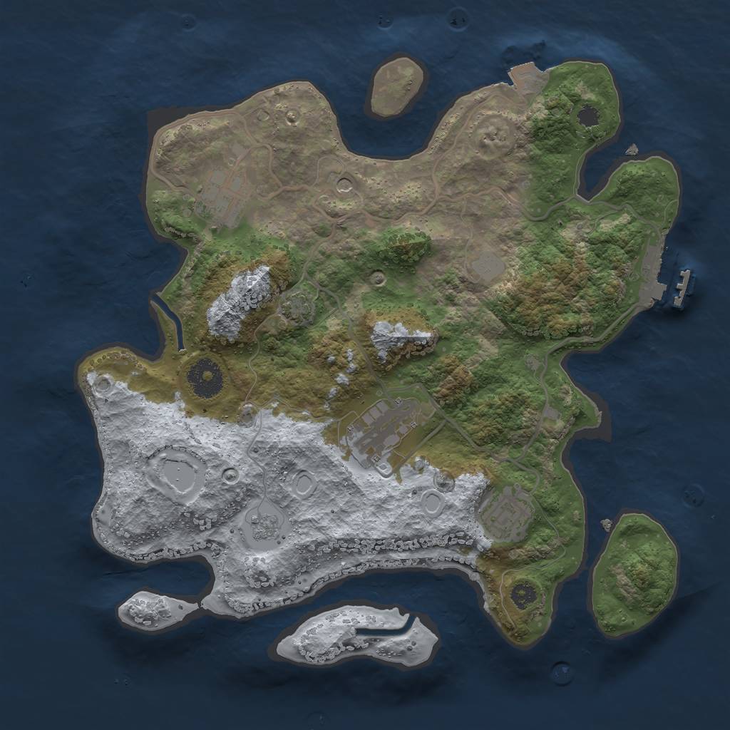 Rust Map: Procedural Map, Size: 3000, Seed: 1389, 10 Monuments