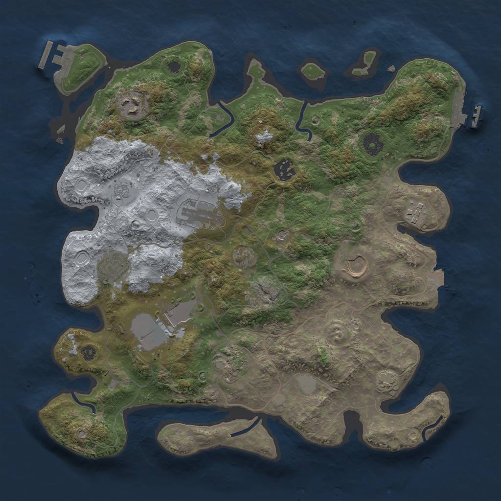 Rust Map: Procedural Map, Size: 3500, Seed: 524443873, 16 Monuments