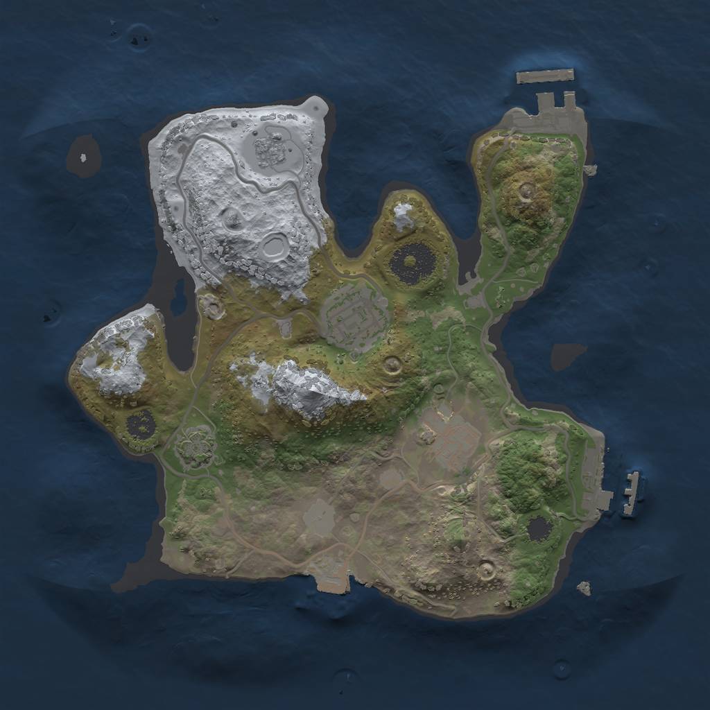Rust Map: Procedural Map, Size: 2500, Seed: 1789368486, 9 Monuments
