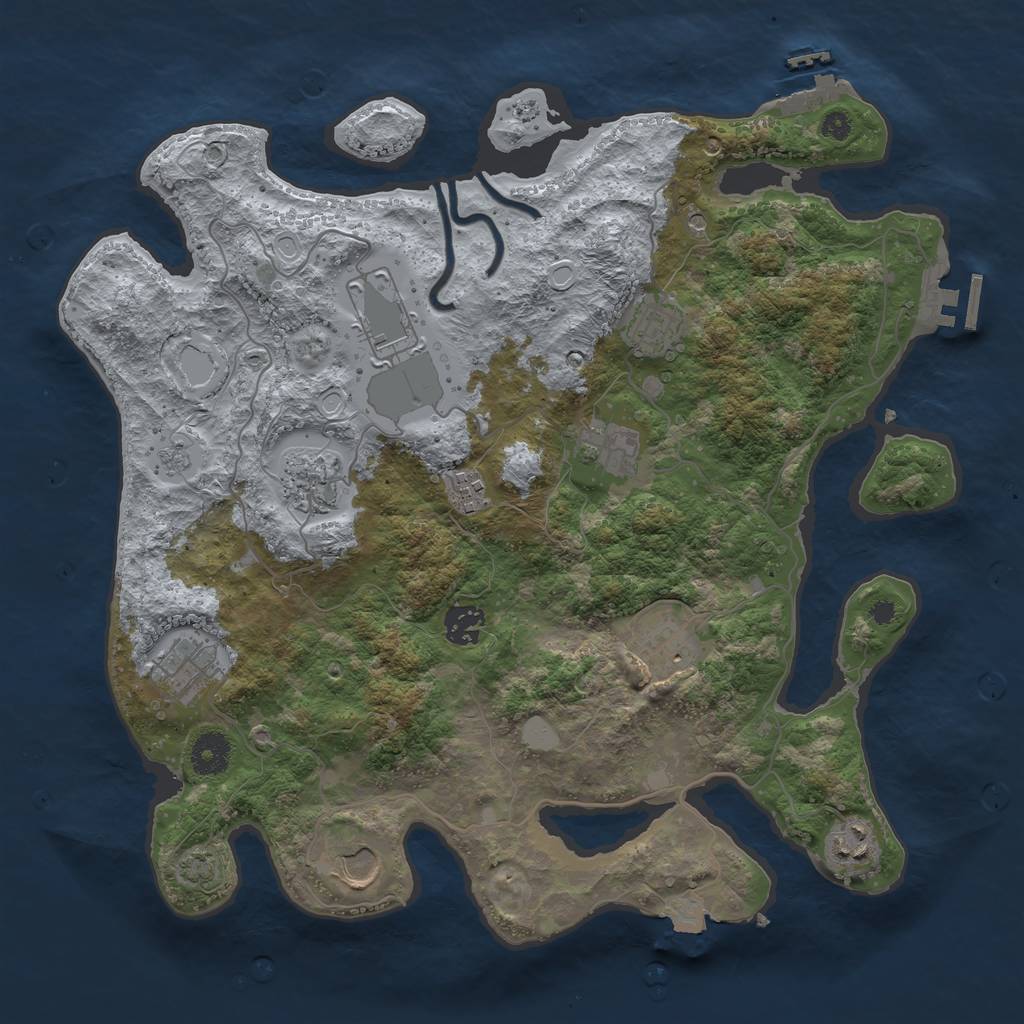 Rust Map: Procedural Map, Size: 3700, Seed: 591, 18 Monuments