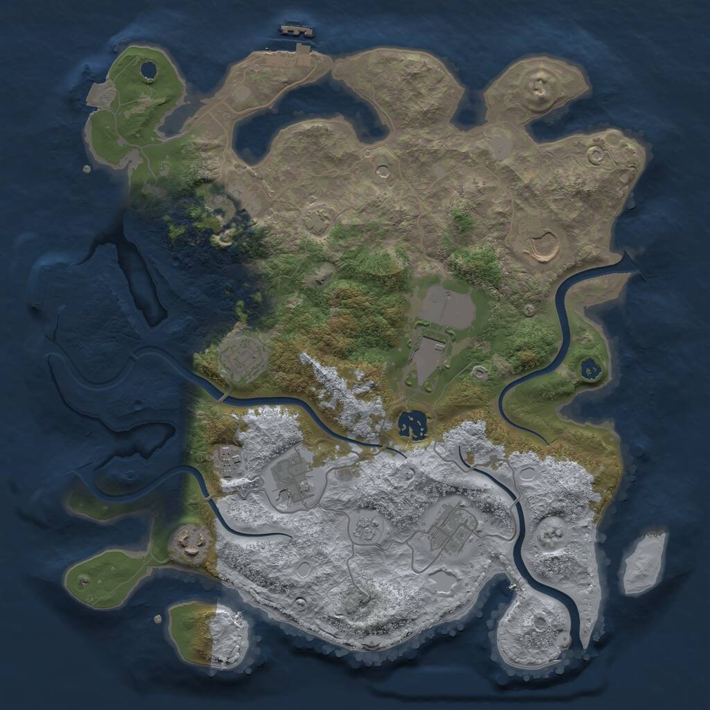 Rust Map: Procedural Map, Size: 3500, Seed: 528012124, 15 Monuments