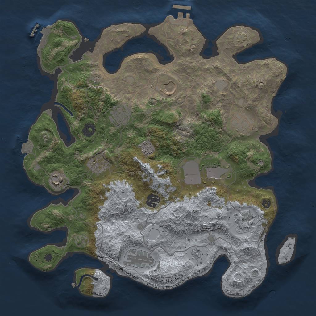 Rust Map: Procedural Map, Size: 3500, Seed: 528012124, 18 Monuments