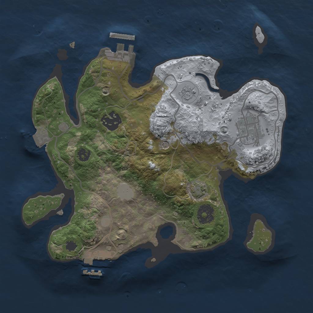 Rust Map: Procedural Map, Size: 2500, Seed: 1733962598, 10 Monuments