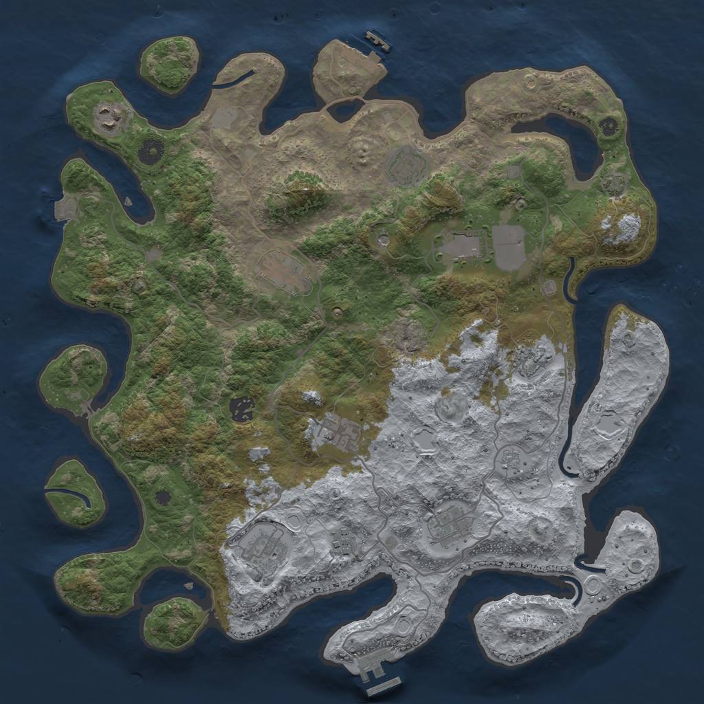Rust Map: Procedural Map, Size: 4000, Seed: 6635, 18 Monuments