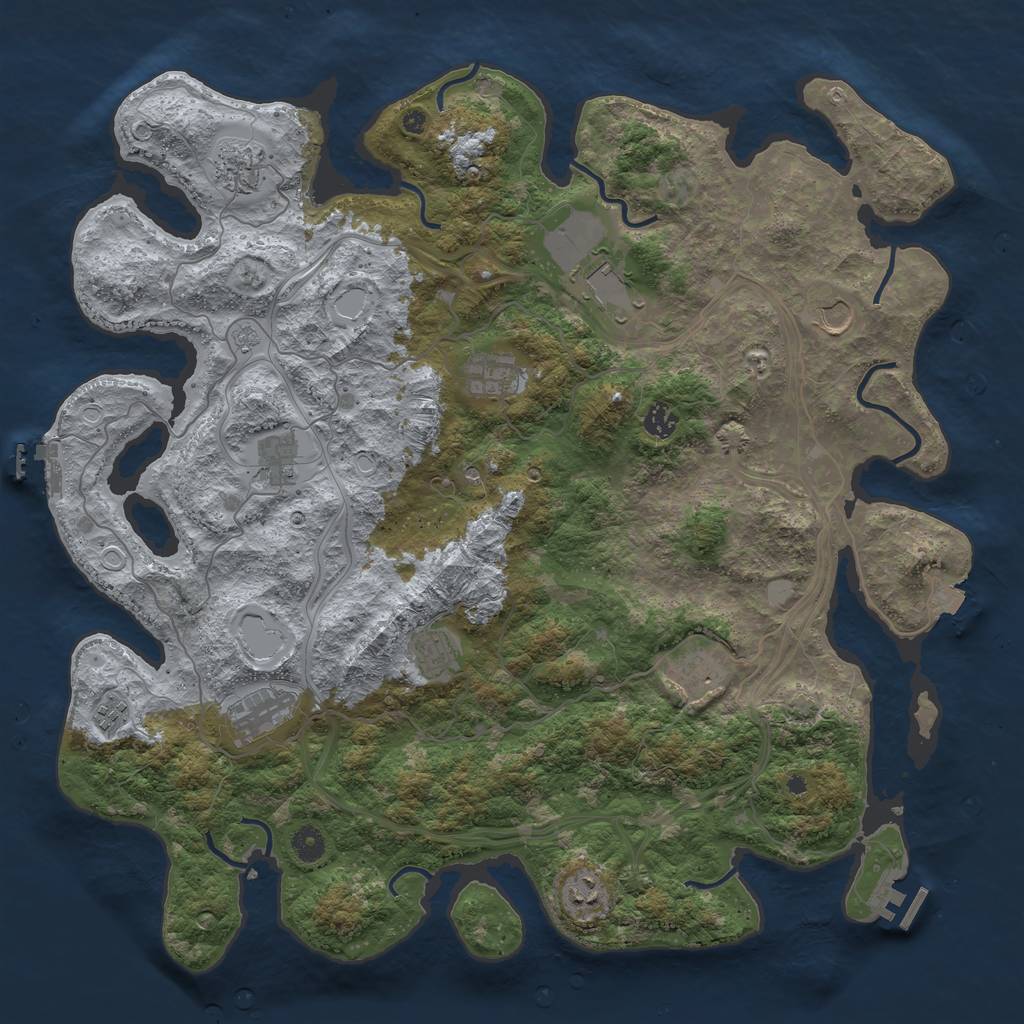 Rust Map: Procedural Map, Size: 4500, Seed: 1496381094, 19 Monuments