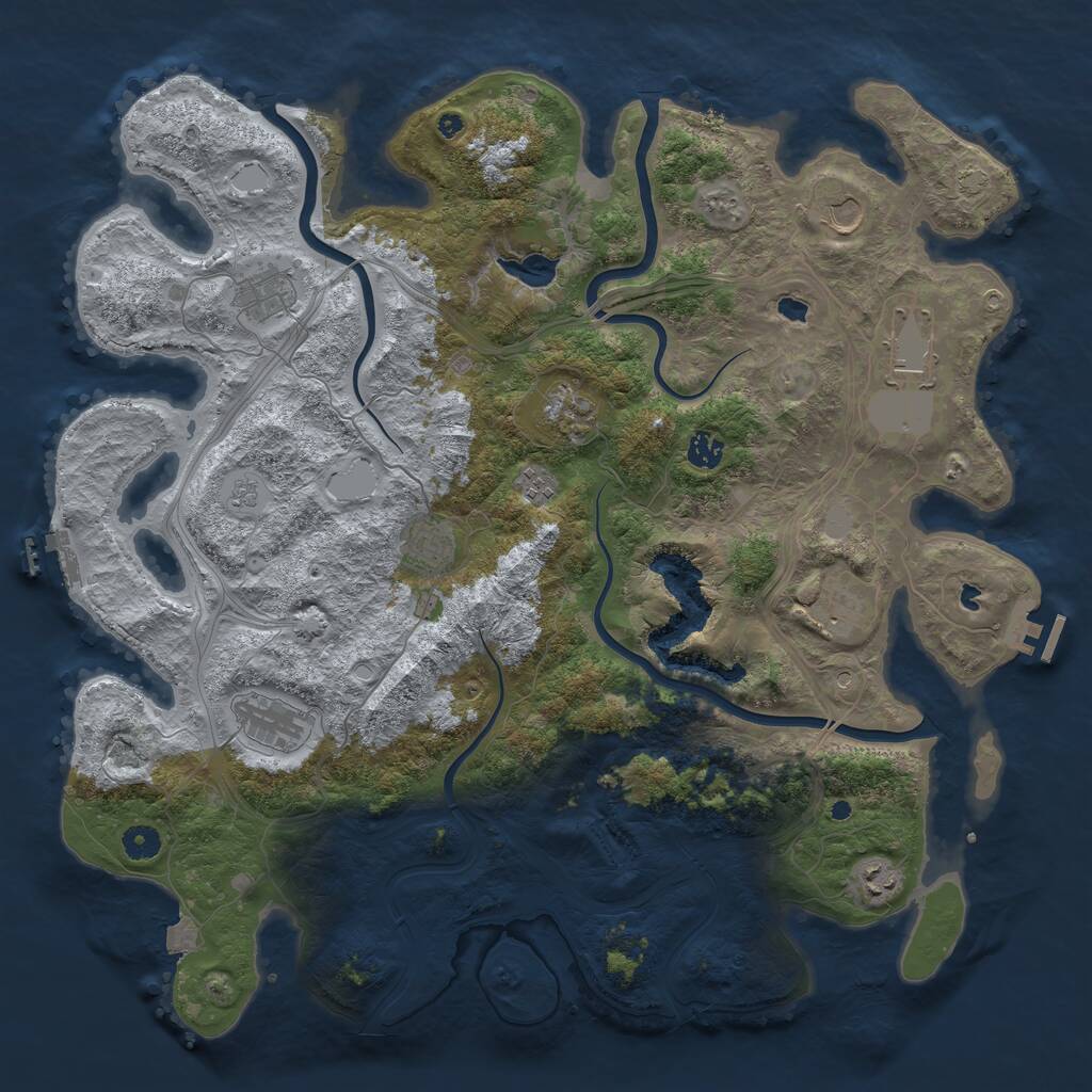 Rust Map: Procedural Map, Size: 4500, Seed: 1496381094, 16 Monuments