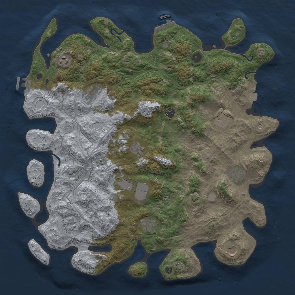 Rust Map: Procedural Map, Size: 4500, Seed: 39187357, 19 Monuments