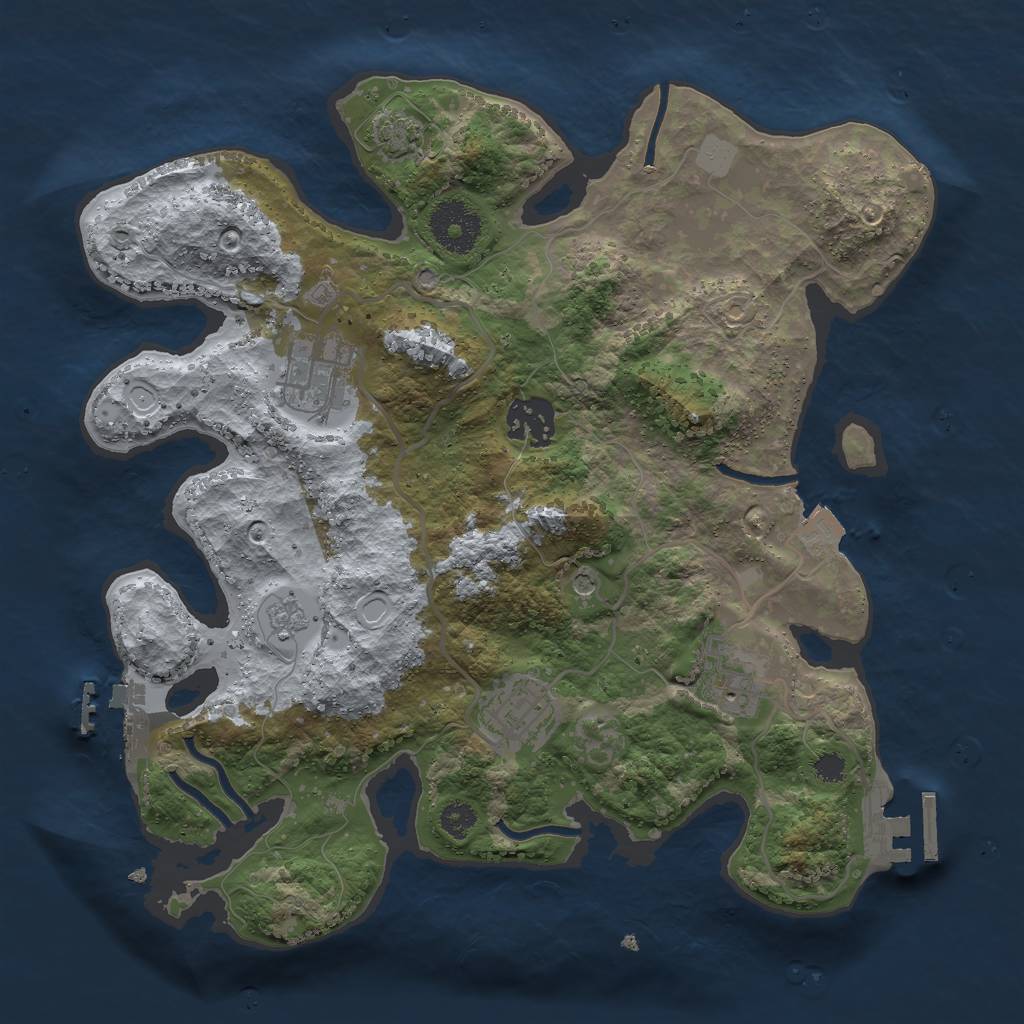 Rust Map: Procedural Map, Size: 3000, Seed: 8046, 12 Monuments