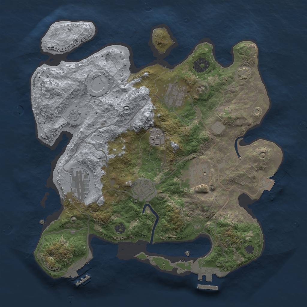 Rust Map: Procedural Map, Size: 3000, Seed: 64725, 12 Monuments