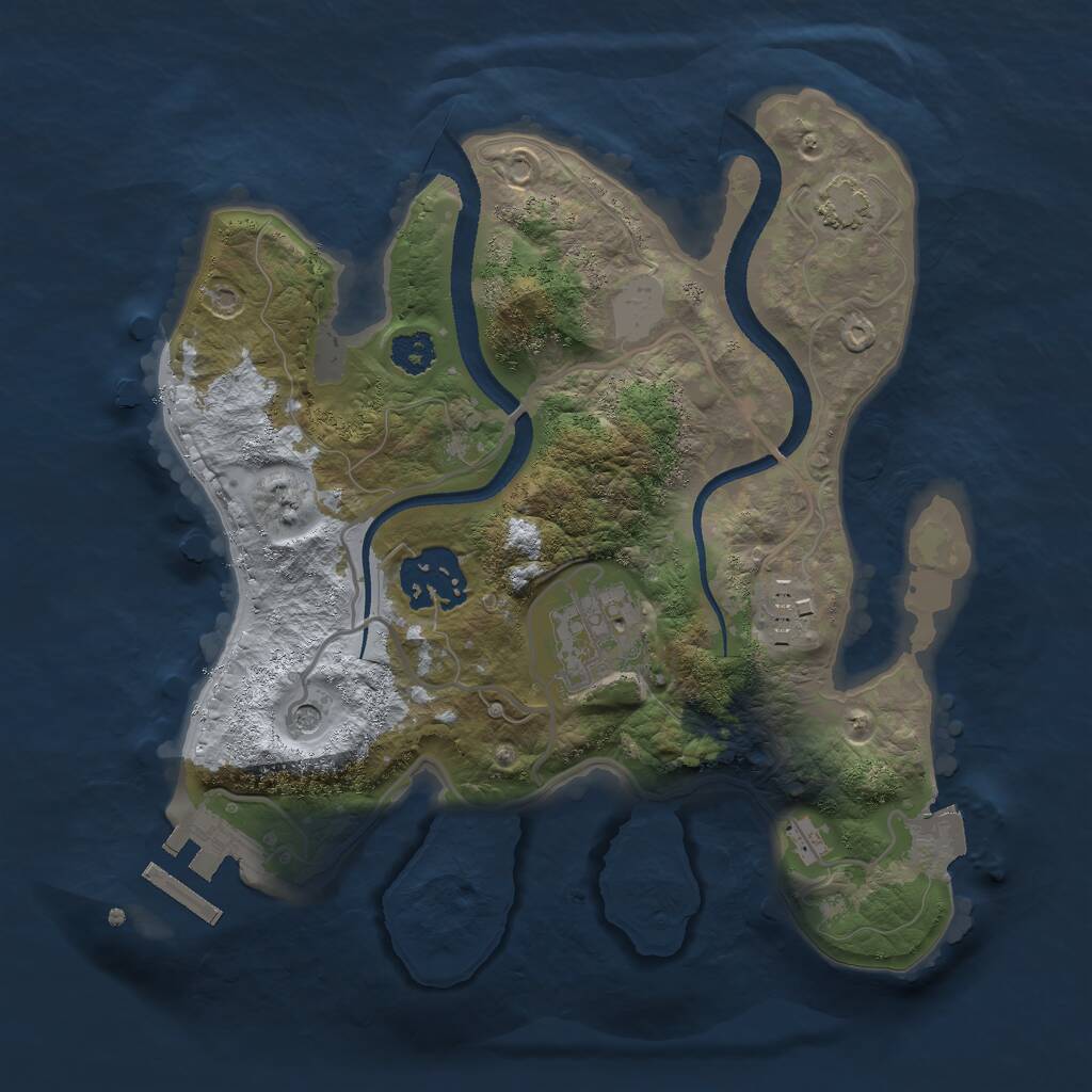 Rust Map: Procedural Map, Size: 2500, Seed: 94657943, 7 Monuments