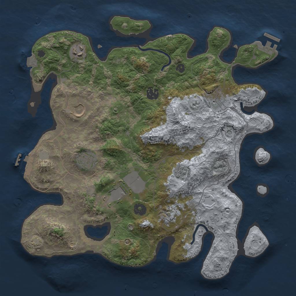 Rust Map: Procedural Map, Size: 3500, Seed: 1036427894, 16 Monuments
