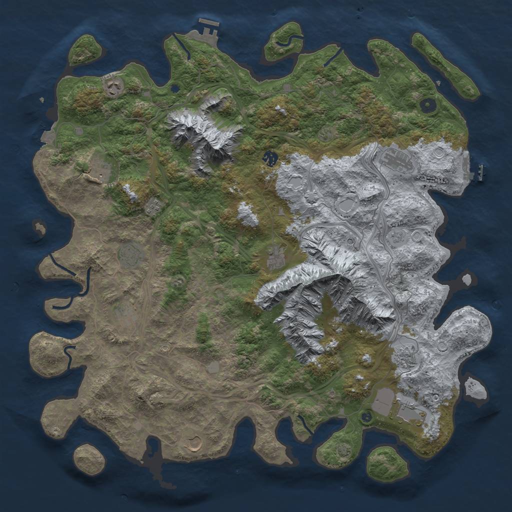 Rust Map: Procedural Map, Size: 5000, Seed: 1235915, 19 Monuments