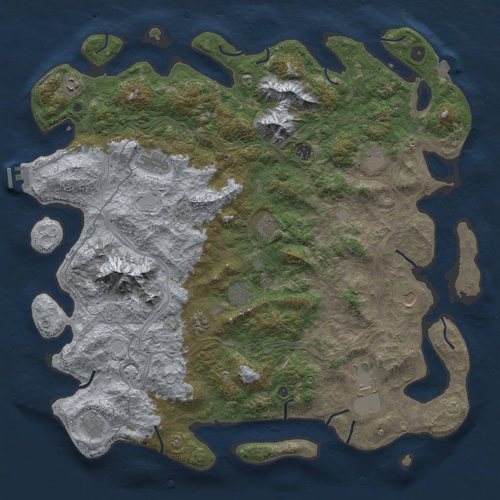 Rust Map: Procedural Map, Size: 5000, Seed: 14522158, 18 Monuments