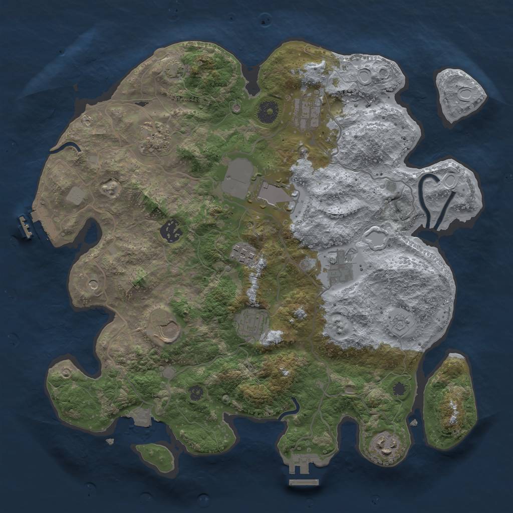 Rust Map: Procedural Map, Size: 3500, Seed: 1387611765, 17 Monuments