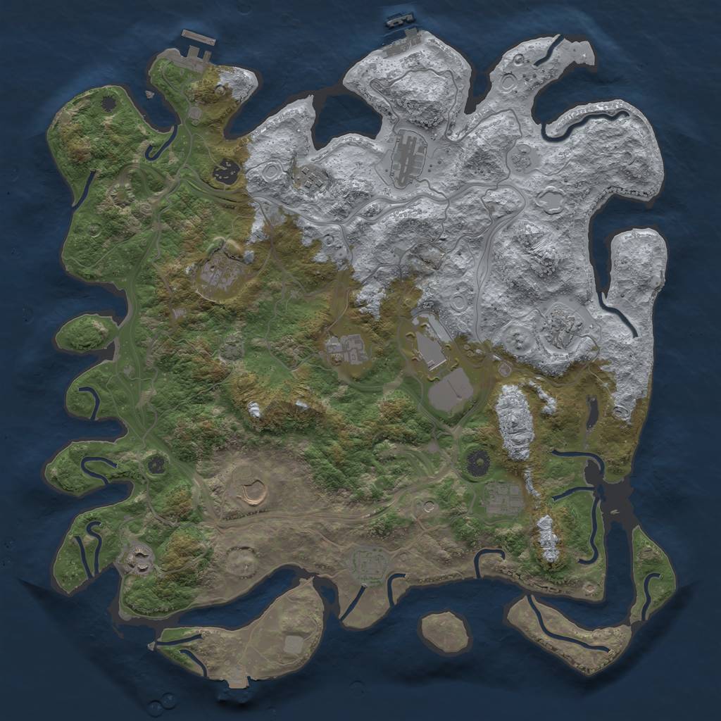 Rust Map: Procedural Map, Size: 4250, Seed: 1077745197, 19 Monuments