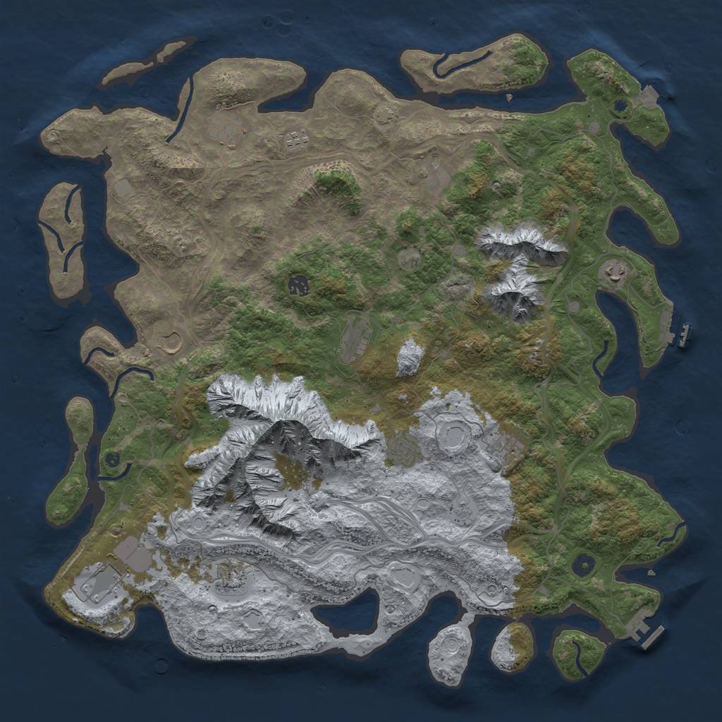 Rust Map: Procedural Map, Size: 5000, Seed: 425951328, 19 Monuments