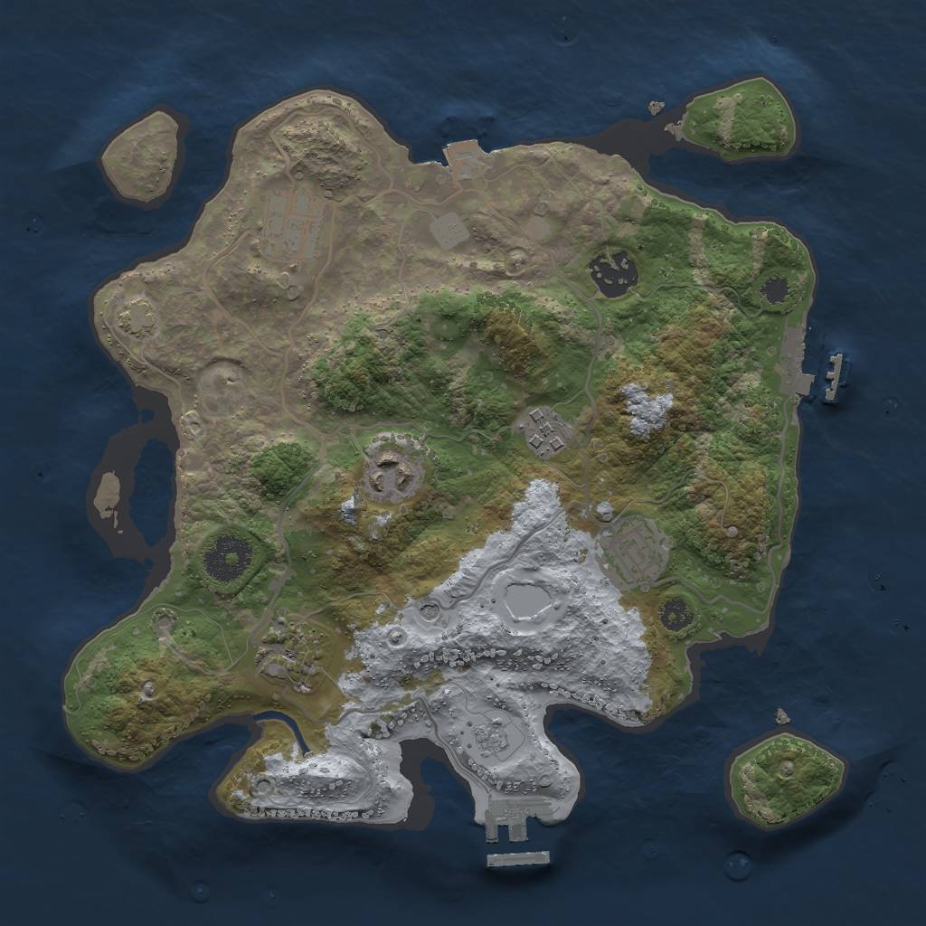 Rust Map: Procedural Map, Size: 3000, Seed: 1170335002, 14 Monuments
