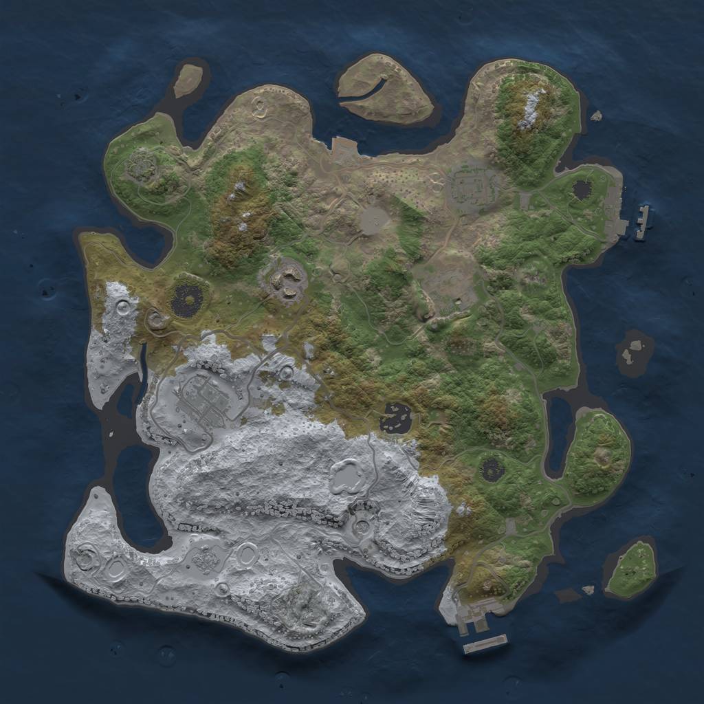 Rust Map: Procedural Map, Size: 3200, Seed: 670773651, 13 Monuments