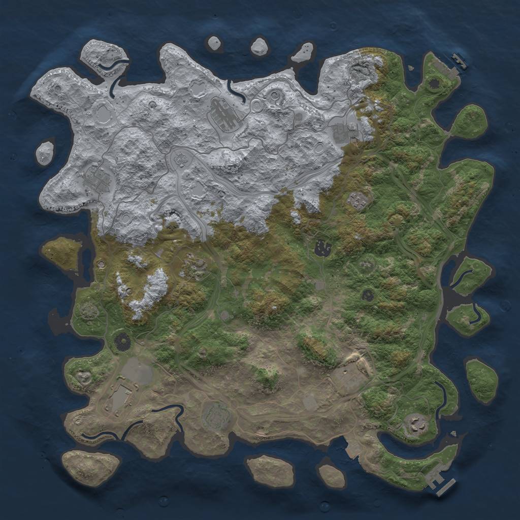 Rust Map: Procedural Map, Size: 4500, Seed: 1798211647, 18 Monuments