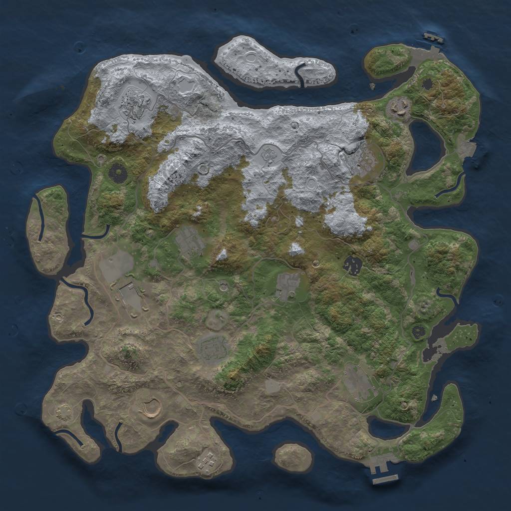Rust Map: Procedural Map, Size: 4000, Seed: 1189363401, 19 Monuments