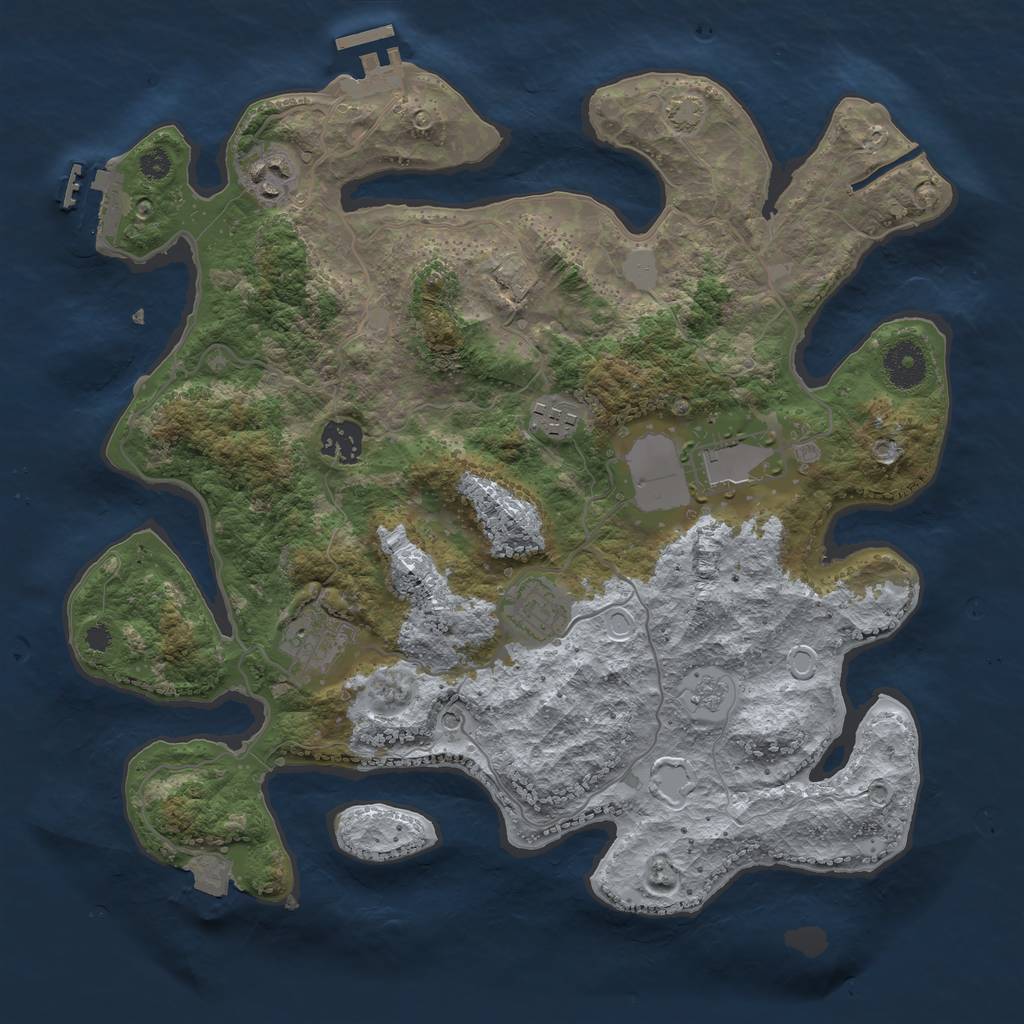 Rust Map: Procedural Map, Size: 3500, Seed: 40850434, 14 Monuments