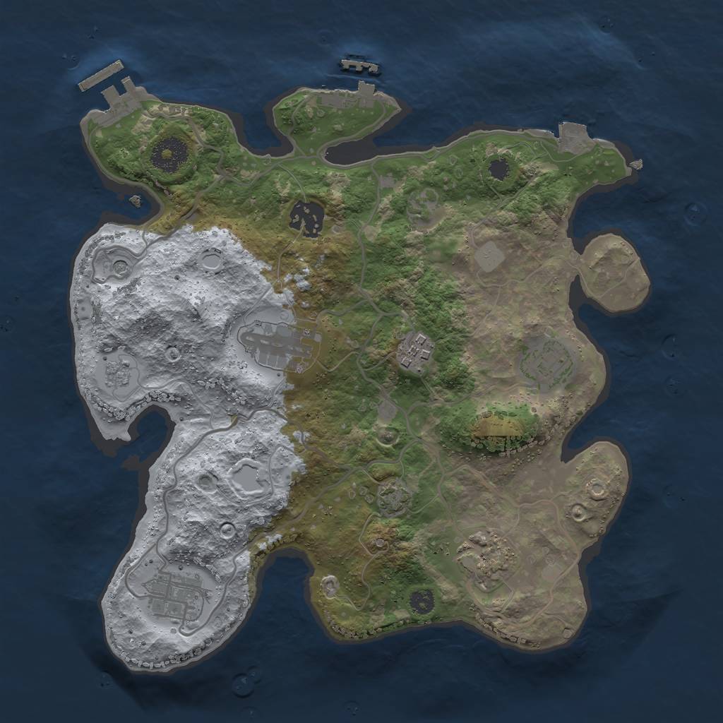 Rust Map: Procedural Map, Size: 3000, Seed: 1264061702, 14 Monuments