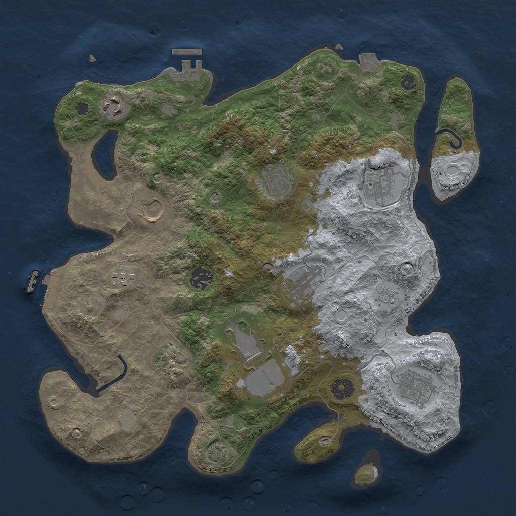 Rust Map: Procedural Map, Size: 3500, Seed: 74497661, 18 Monuments