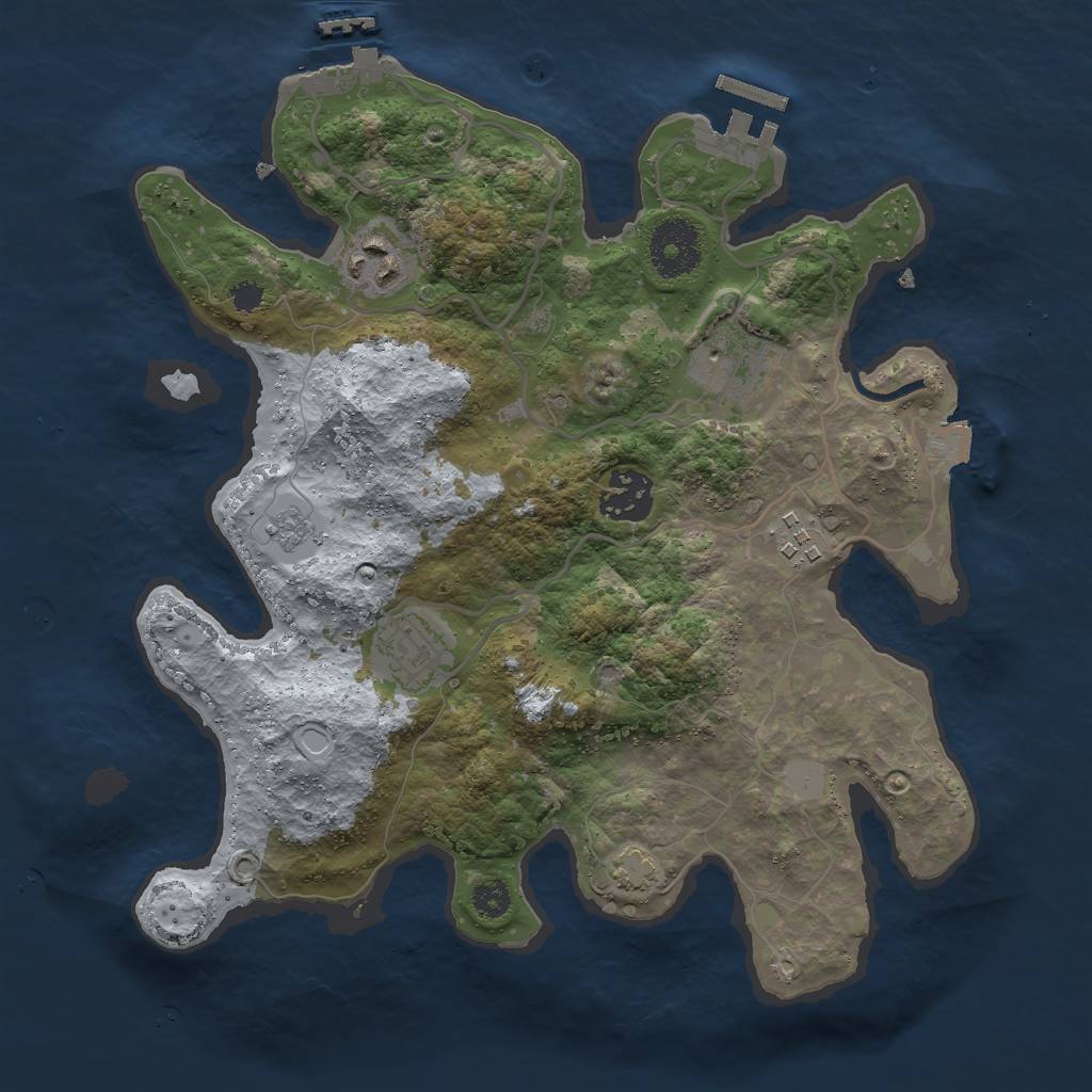 Rust Map: Procedural Map, Size: 3000, Seed: 691039391, 12 Monuments
