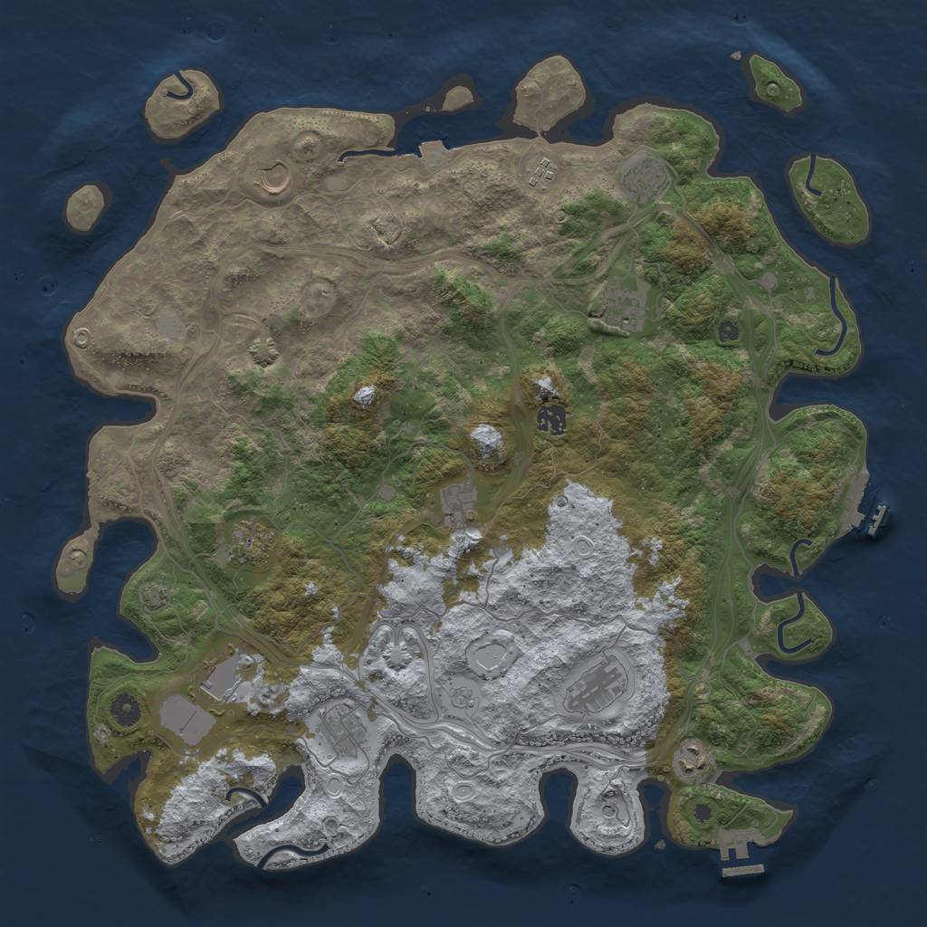 Rust Map: Procedural Map, Size: 4500, Seed: 260538124, 19 Monuments