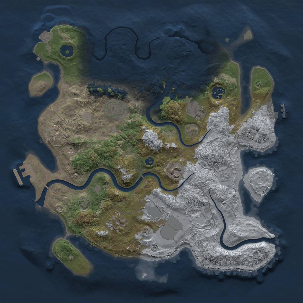 Rust Map: Procedural Map, Size: 3500, Seed: 383019118, 13 Monuments