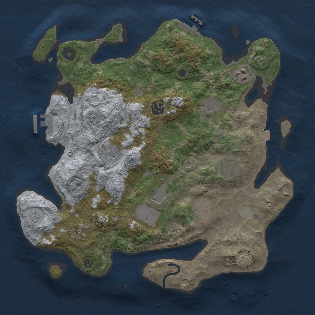 Rust Map: Procedural Map, Size: 3500, Seed: 1944564508, 17 Monuments