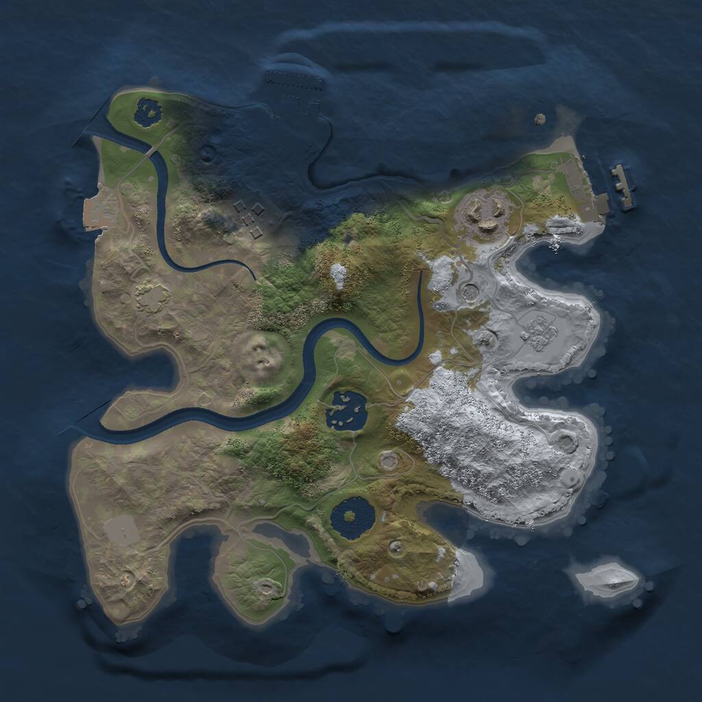 Rust Map: Procedural Map, Size: 2500, Seed: 73474792, 9 Monuments