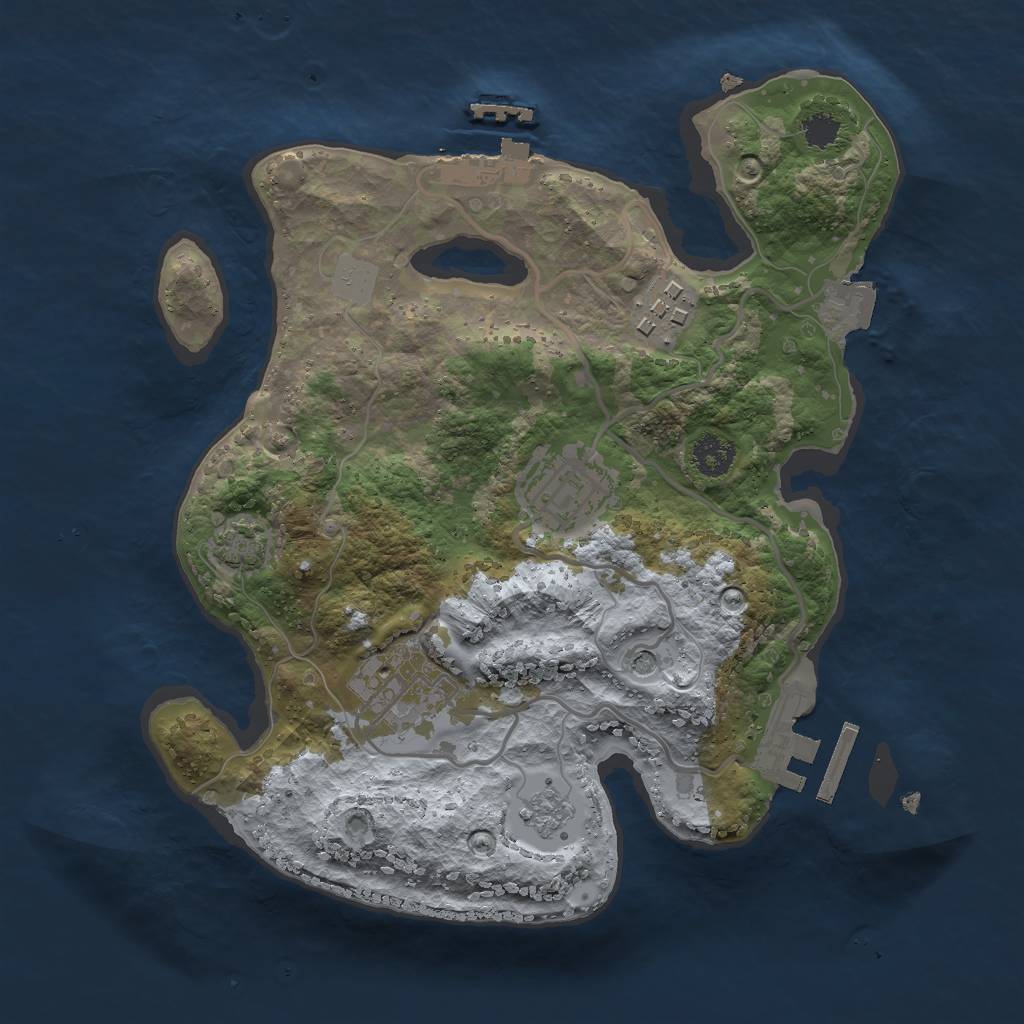 Rust Map: Procedural Map, Size: 2500, Seed: 3659, 11 Monuments