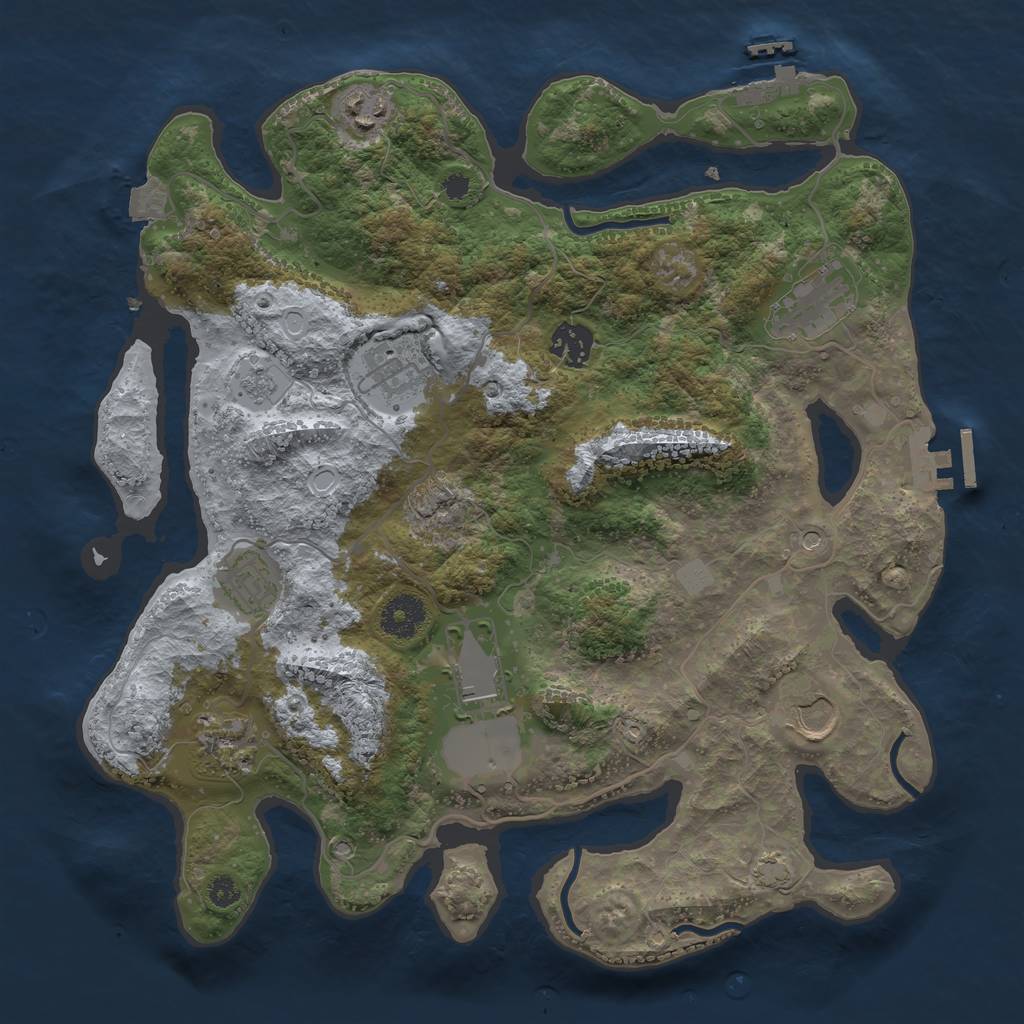 Rust Map: Procedural Map, Size: 3500, Seed: 1408420257, 16 Monuments