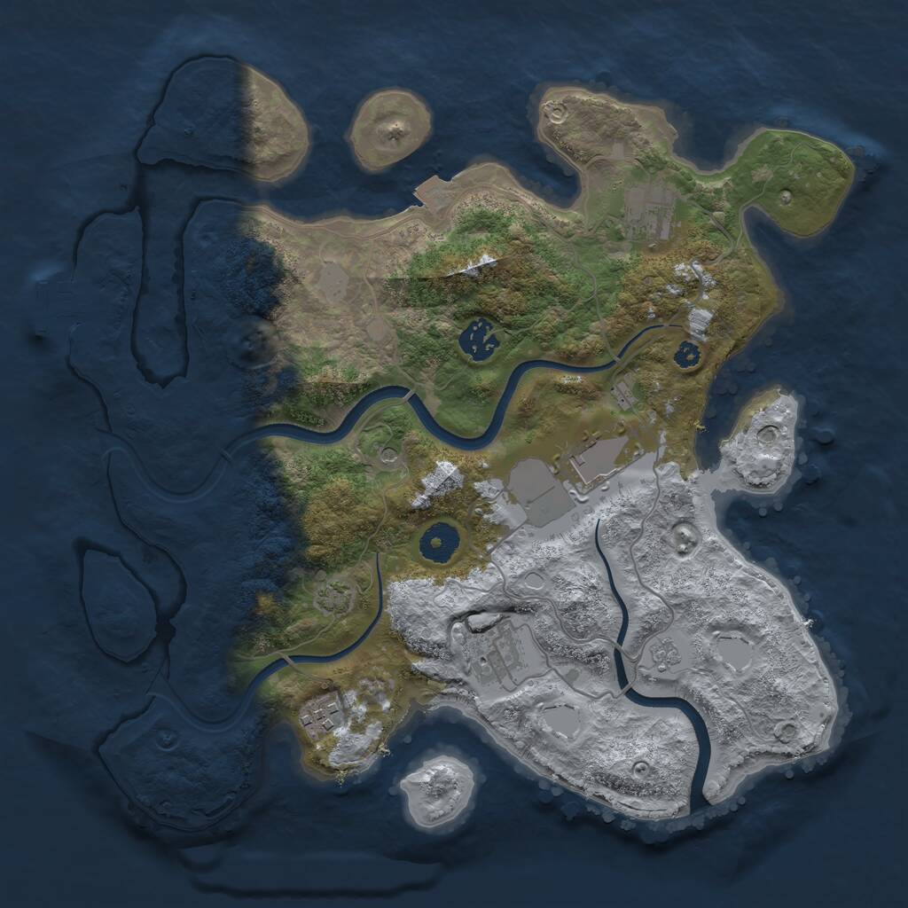 Rust Map: Procedural Map, Size: 3500, Seed: 1968409983, 10 Monuments