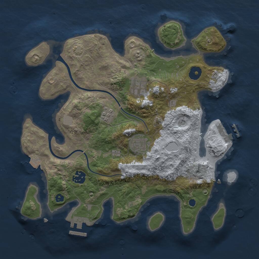 Rust Map: Procedural Map, Size: 3000, Seed: 1325757792, 9 Monuments