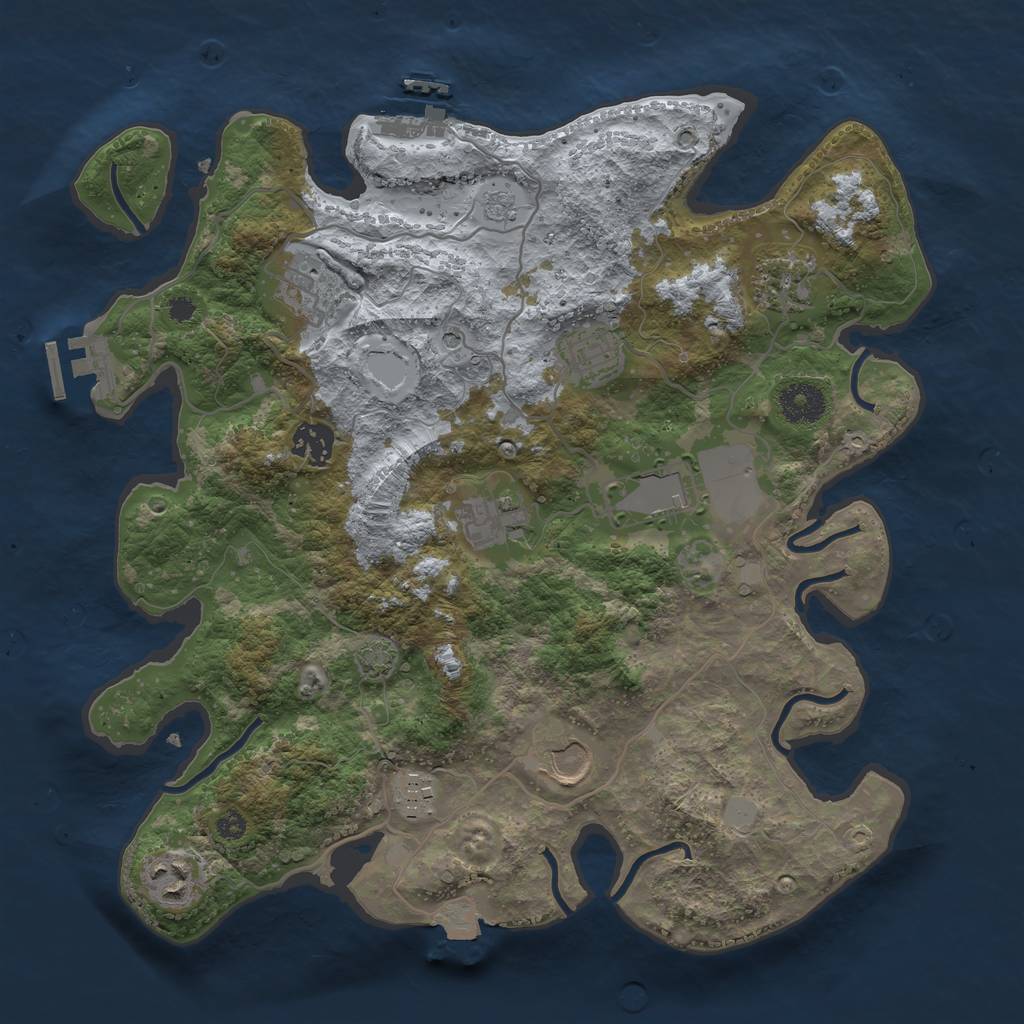 Rust Map: Procedural Map, Size: 3500, Seed: 455923098, 17 Monuments