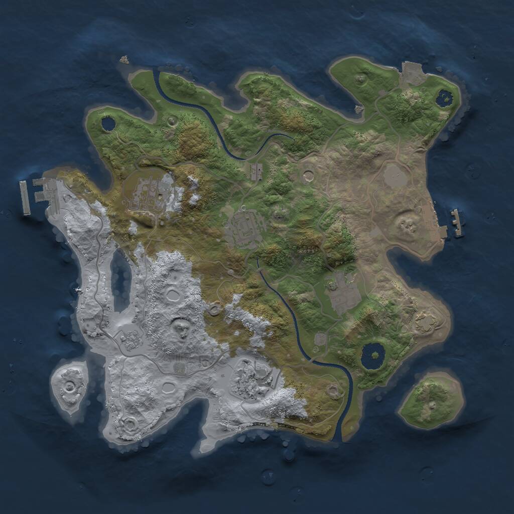 Rust Map: Procedural Map, Size: 3000, Seed: 243082577, 10 Monuments