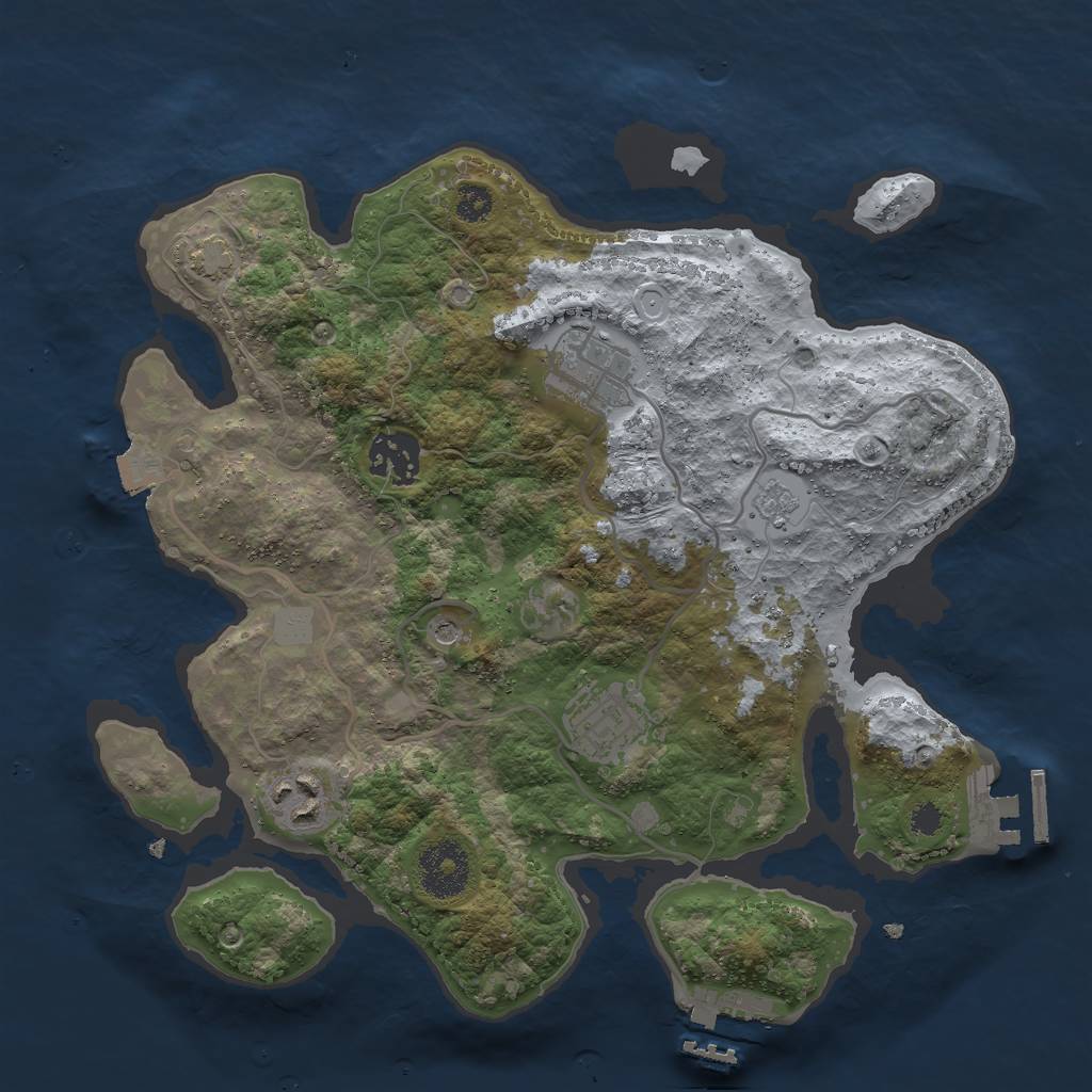 Rust Map: Procedural Map, Size: 3000, Seed: 1319633996, 12 Monuments