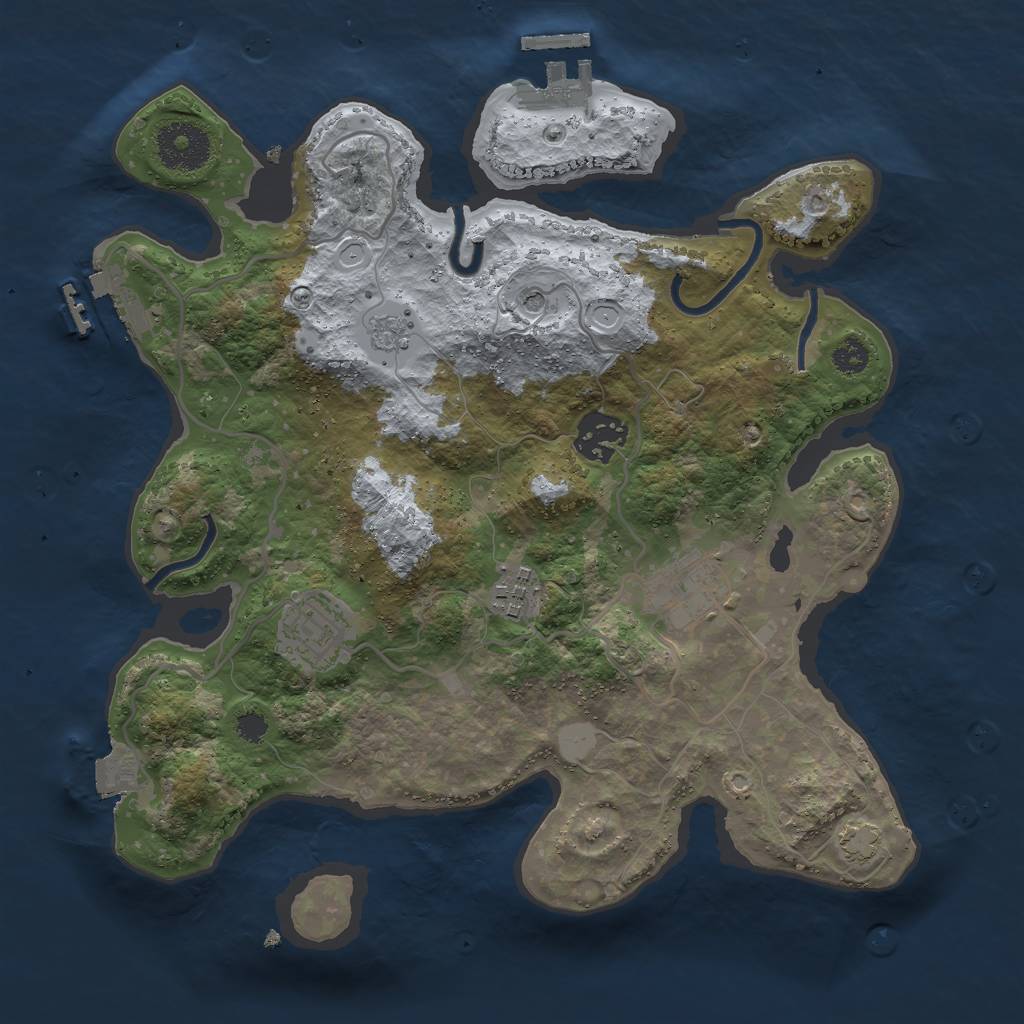 Rust Map: Procedural Map, Size: 3000, Seed: 3209, 12 Monuments