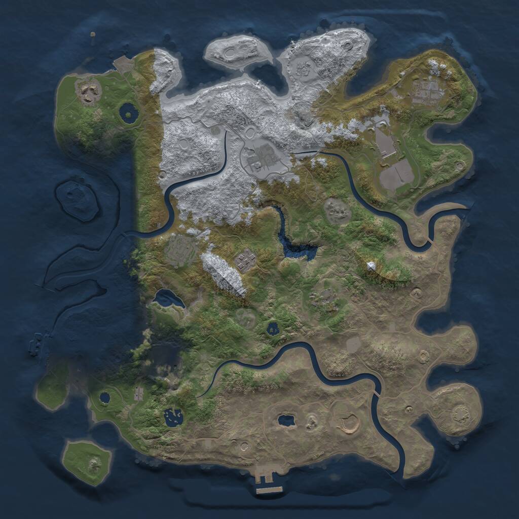 Rust Map: Procedural Map, Size: 4000, Seed: 688243162, 16 Monuments
