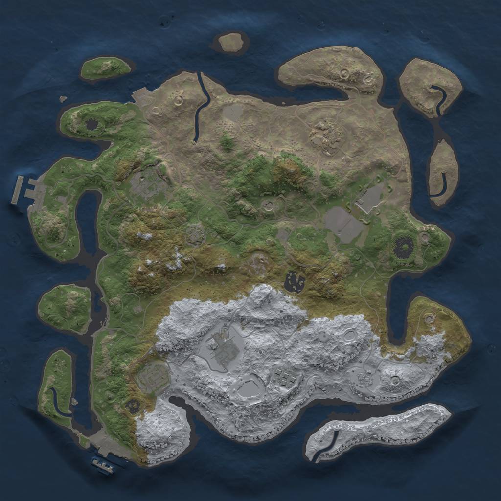 Rust Map: Procedural Map, Size: 3500, Seed: 1082000, 15 Monuments