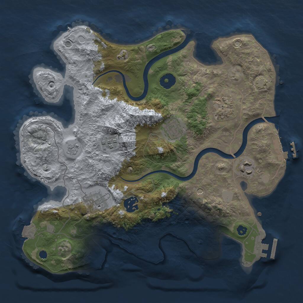 Rust Map: Procedural Map, Size: 3000, Seed: 306855821, 12 Monuments