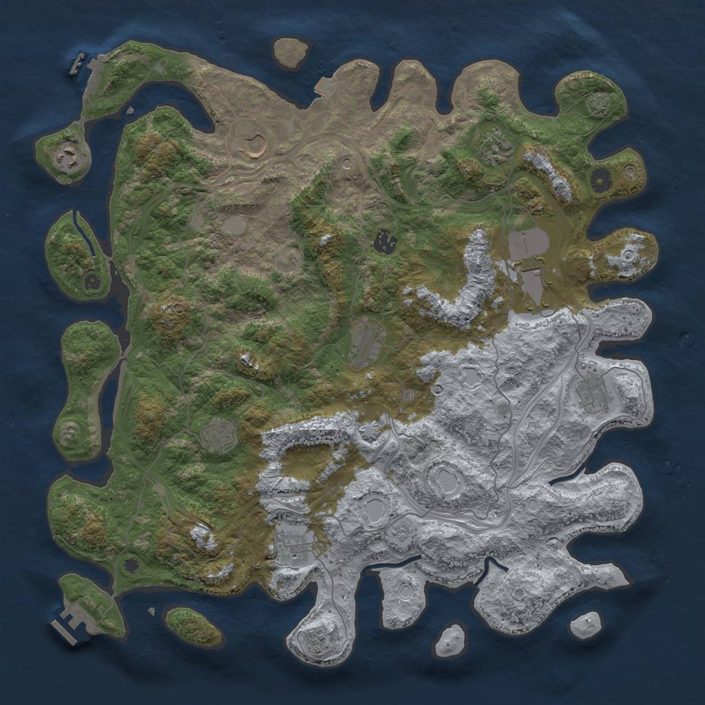 Rust Map: Procedural Map, Size: 4500, Seed: 886534943, 18 Monuments